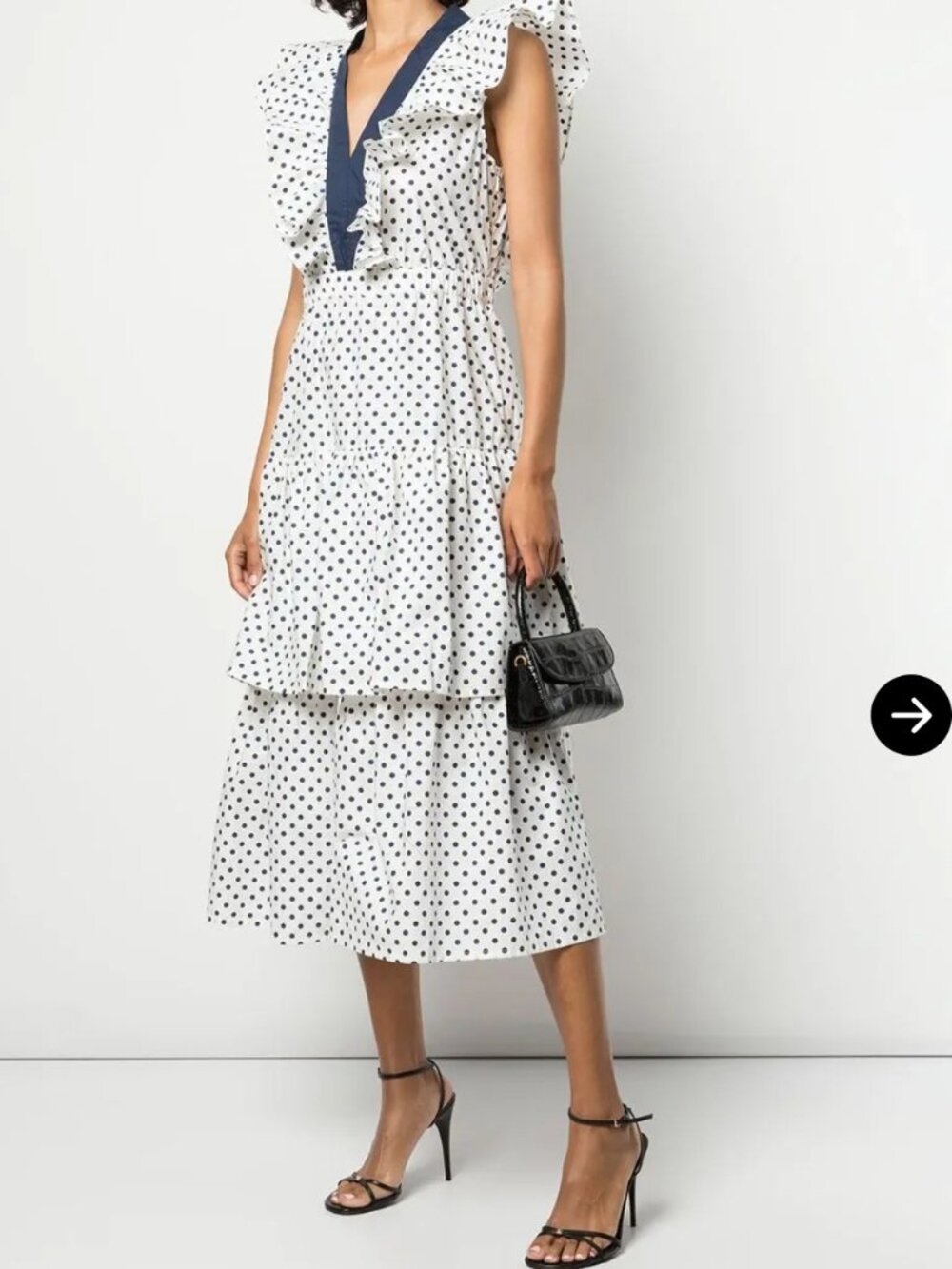 Baum Und Pferdgarten Navy Polka Dot Dress Midi Cotton Size 32 Ruffles Flaw